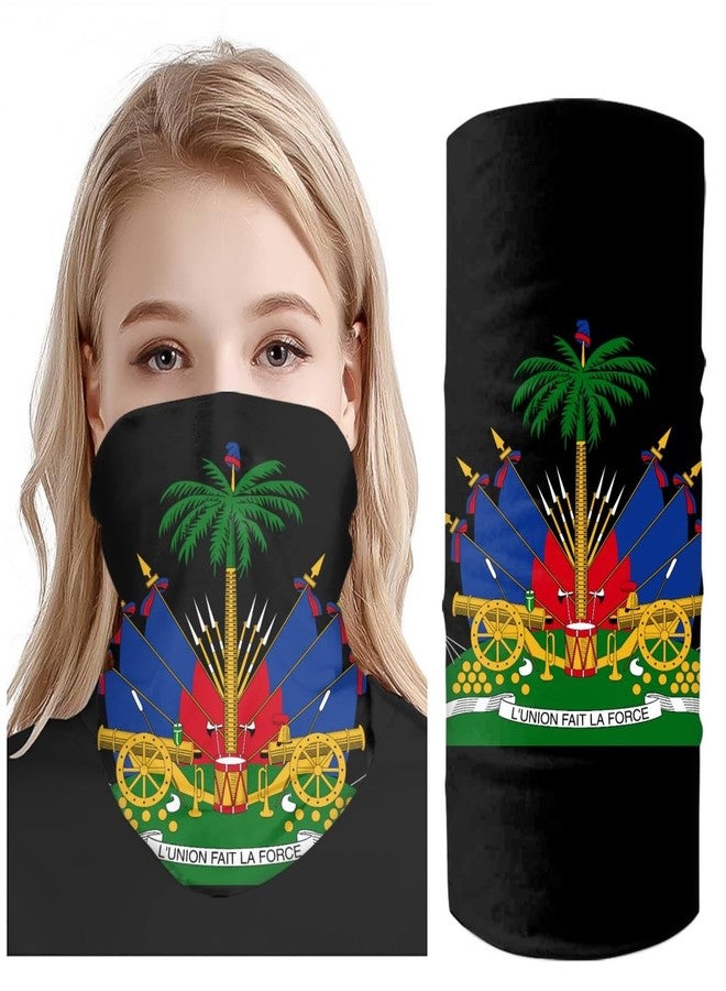 GLUDEAR 4 Pack Face Bandana Balaclava for Men Women, Sun UV Protection Reusable Half Mask Scarf Cycling Neck Gaiter,Haitian Flag Polynesian - Image 3